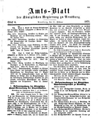 Amtsblatt für den Regierungsbezirk Arnsberg Samstag 11. Februar 1871