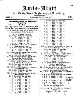 Amtsblatt für den Regierungsbezirk Arnsberg Samstag 25. Februar 1871