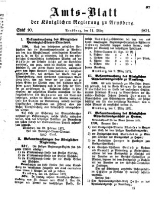 Amtsblatt für den Regierungsbezirk Arnsberg Samstag 11. März 1871