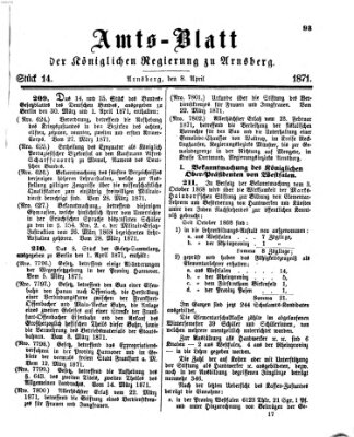 Amtsblatt für den Regierungsbezirk Arnsberg Samstag 8. April 1871