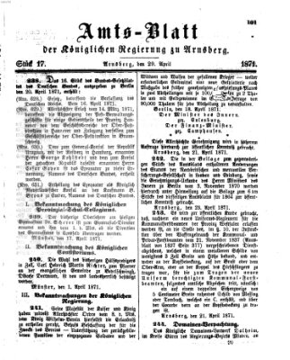 Amtsblatt für den Regierungsbezirk Arnsberg Samstag 29. April 1871