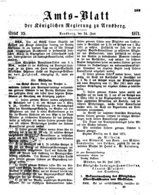 Amtsblatt für den Regierungsbezirk Arnsberg Samstag 24. Juni 1871