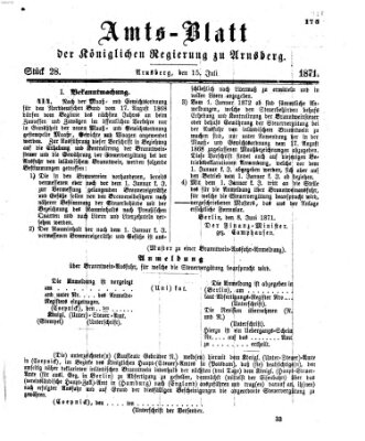 Amtsblatt für den Regierungsbezirk Arnsberg Samstag 15. Juli 1871