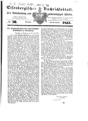 Eisenbergisches Nachrichtsblatt Dienstag 23. September 1851