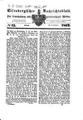 Eisenbergisches Nachrichtsblatt Freitag 20. Februar 1852