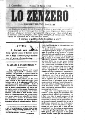 Lo Zenzero Mittwoch 2. April 1862