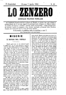 Lo Zenzero Montag 7. April 1862