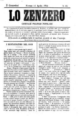 Lo Zenzero Freitag 11. April 1862