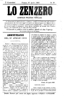 Lo Zenzero Samstag 26. April 1862