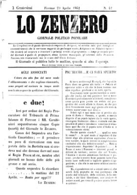 Lo Zenzero Dienstag 29. April 1862