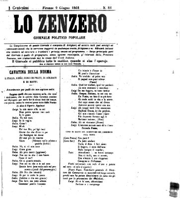 Lo Zenzero Montag 9. Juni 1862