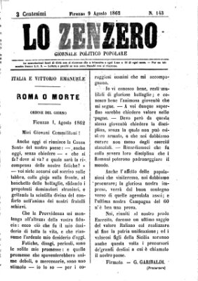 Lo Zenzero Samstag 9. August 1862