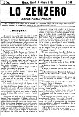 Lo Zenzero Donnerstag 9. Oktober 1862