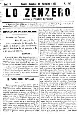 Lo Zenzero Sonntag 16. November 1862