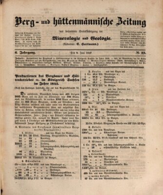 Berg- und hüttenmännische Zeitung Mittwoch 9. Juni 1847