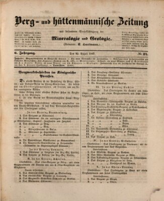 Berg- und hüttenmännische Zeitung Mittwoch 25. August 1847