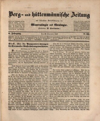 Berg- und hüttenmännische Zeitung Mittwoch 29. September 1847