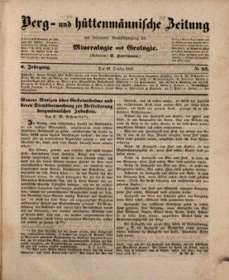 Berg- und hüttenmännische Zeitung Mittwoch 27. Oktober 1847