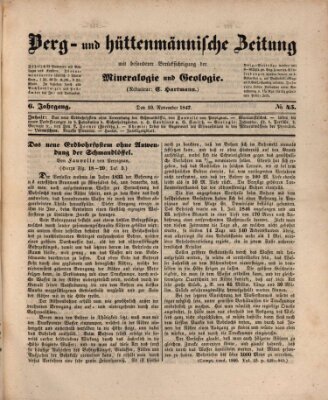 Berg- und hüttenmännische Zeitung Mittwoch 10. November 1847