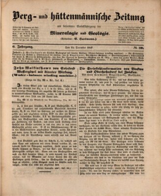 Berg- und hüttenmännische Zeitung Mittwoch 15. Dezember 1847