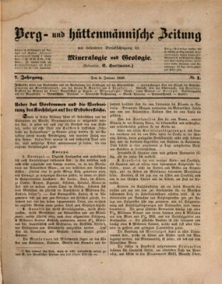 Berg- und hüttenmännische Zeitung Mittwoch 5. Januar 1848