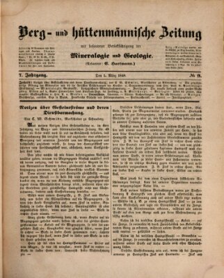 Berg- und hüttenmännische Zeitung Mittwoch 1. März 1848