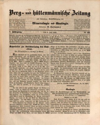 Berg- und hüttenmännische Zeitung Mittwoch 7. Juni 1848