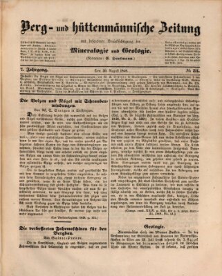 Berg- und hüttenmännische Zeitung Mittwoch 30. August 1848