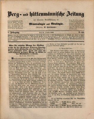 Berg- und hüttenmännische Zeitung Mittwoch 11. Oktober 1848