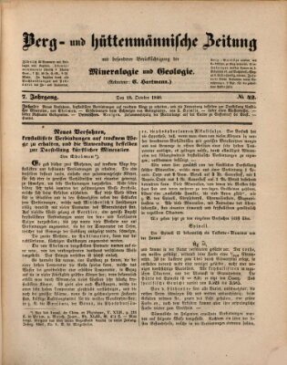 Berg- und hüttenmännische Zeitung Mittwoch 18. Oktober 1848