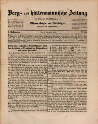 Berg- und hüttenmännische Zeitung Mittwoch 8. November 1848