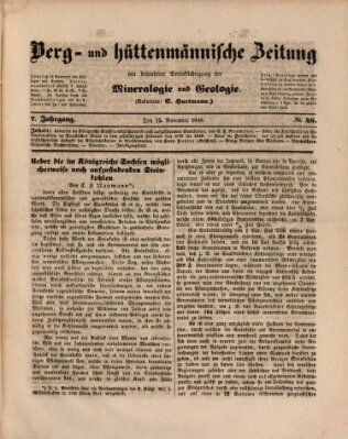Berg- und hüttenmännische Zeitung Mittwoch 15. November 1848