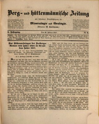 Berg- und hüttenmännische Zeitung Mittwoch 21. Februar 1849