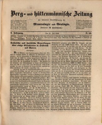 Berg- und hüttenmännische Zeitung Mittwoch 11. Juli 1849