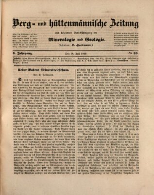 Berg- und hüttenmännische Zeitung Mittwoch 18. Juli 1849