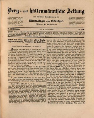 Berg- und hüttenmännische Zeitung Mittwoch 3. Oktober 1849