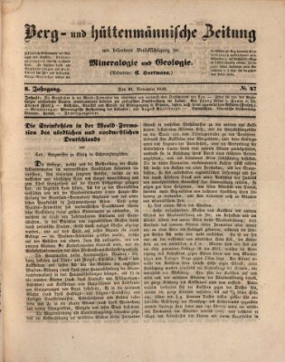 Berg- und hüttenmännische Zeitung Mittwoch 21. November 1849