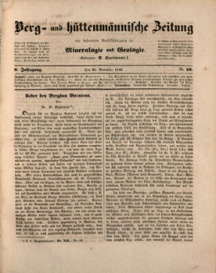 Berg- und hüttenmännische Zeitung Mittwoch 28. November 1849