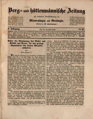 Berg- und hüttenmännische Zeitung Mittwoch 19. Dezember 1849