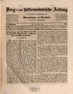 Berg- und hüttenmännische Zeitung Mittwoch 13. Februar 1850