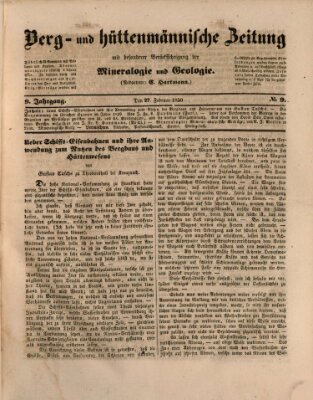 Berg- und hüttenmännische Zeitung Mittwoch 27. Februar 1850