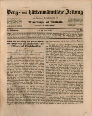 Berg- und hüttenmännische Zeitung Mittwoch 20. März 1850