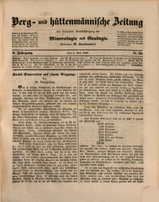 Berg- und hüttenmännische Zeitung Mittwoch 1. Mai 1850