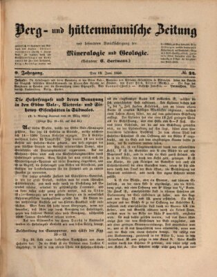 Berg- und hüttenmännische Zeitung Mittwoch 12. Juni 1850