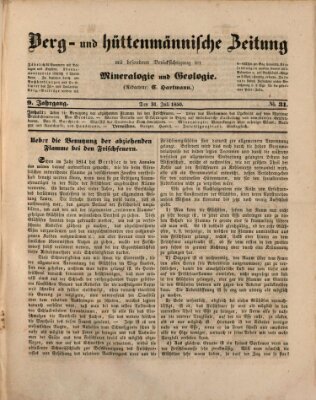 Berg- und hüttenmännische Zeitung Mittwoch 31. Juli 1850