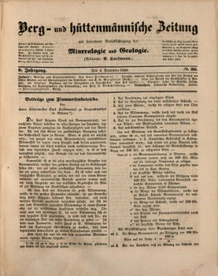 Berg- und hüttenmännische Zeitung Mittwoch 4. September 1850