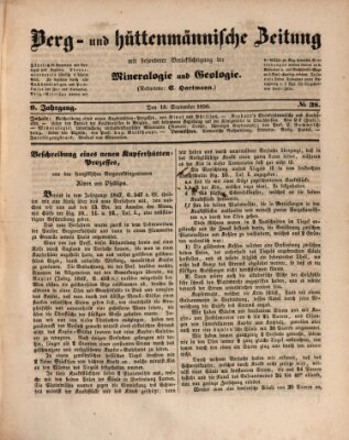 Berg- und hüttenmännische Zeitung Mittwoch 18. September 1850