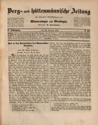 Berg- und hüttenmännische Zeitung Mittwoch 20. November 1850