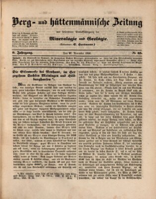 Berg- und hüttenmännische Zeitung Mittwoch 27. November 1850