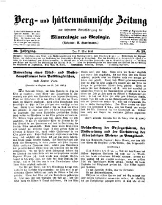 Berg- und hüttenmännische Zeitung Mittwoch 7. Mai 1851